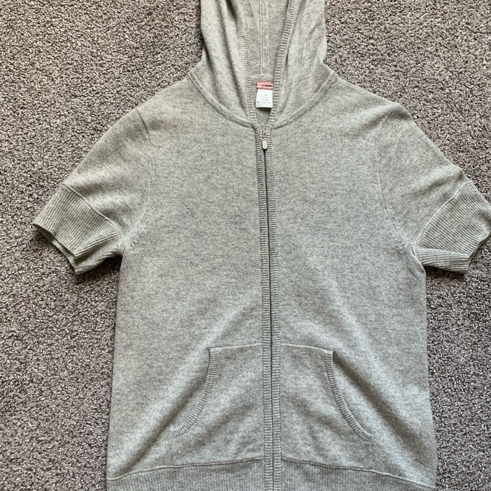 JCrew Cashmere Hooded Short Sleeve Sweater